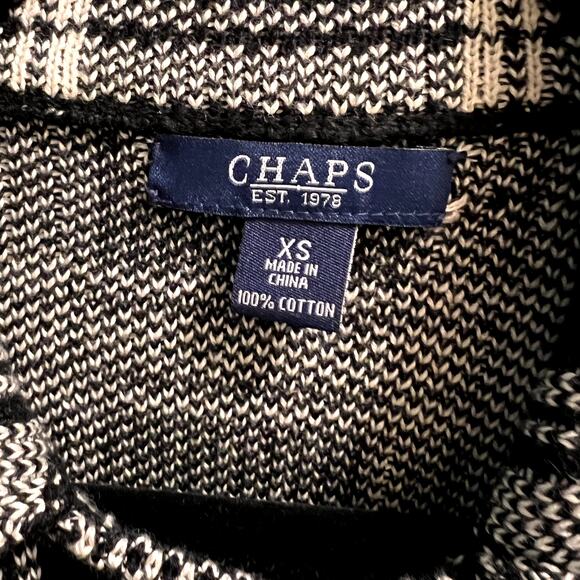 Chaps Women's Black White Plaid Cotton Full Zip Knit Long Sleeve Jacket Size XS - Picture 5 of 16